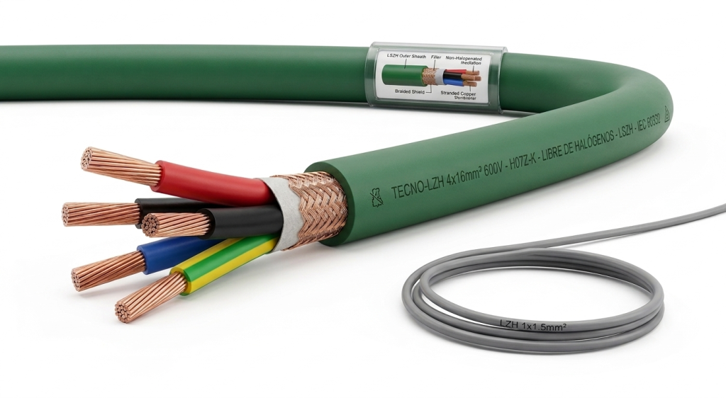 Cable Libre de Halógenos Viakon para instalaciones eléctricas con baja emisión de humos y gases tóxicos disponible en MAXX ELECTRIC.
